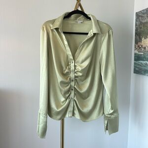 Green top shop satin button up
